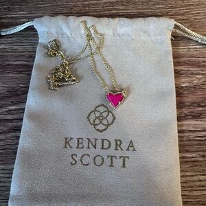 Kendra Scott Gold Necklace with Pink Heart Charm